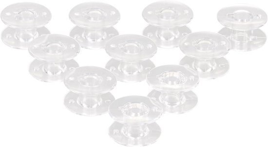 331800000195 Spoel Voor Naaimachine, Set Van 10 Plastic Spoelen, Onderdraad Voor Gangbare Naaimachines, Accessoires Naaimachine, Transparant, 1.5 X 1.5 X 1 Cm