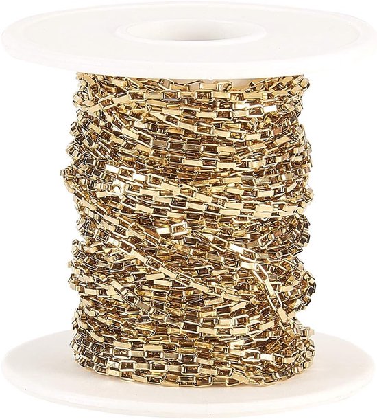 33FT (10m) 304 RVS Venetiaanse Kettingen Ongeveegd met Spoel voor Sieraden Maken - 4x2mm, Duurzaam, Creatief, Handgemaakt
