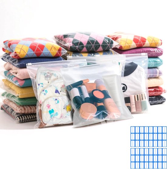 35 stuks ritszakken, groot, 40 x 50 cm, hersluitbare plastic zakken, afsluitbaar, waterdicht, geen gaten voor reizen, opslag, huishoudelijke kleding, organizer van Merkloos