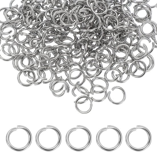 350 stuks buigringen, 7 x 1 mm, open kettingschakels, springringen, metalen ring, jump rings voor het maken van sieraden, armbanden, halskettingen, hangers, sleutelringen, klein