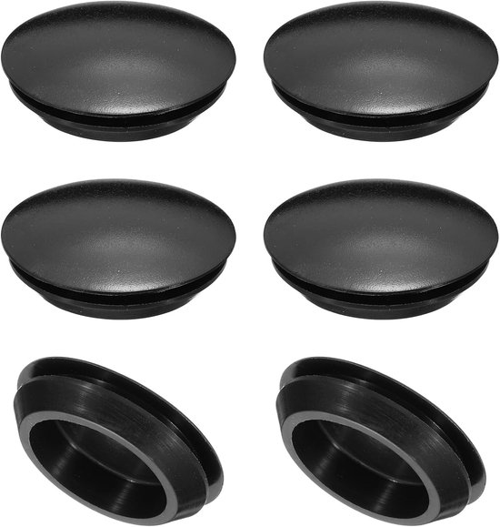 35mm Diameter Silicone Round Snap - 6pcs Type Locking Furniture Hole Plug Button - Beschermende Cover Cap Head Geschikt voor 2.5-35mm Gat voor Seal Bulkhead Cylinder Hole - Zwart