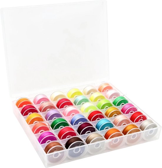 36-delige spoeltjesset met opbergdoos voor naaimachines, kleurrijke spoeltjes voor naaiprojecten en DIY creaties, ideaal voor hobbyisten en professionals van Merkloos
