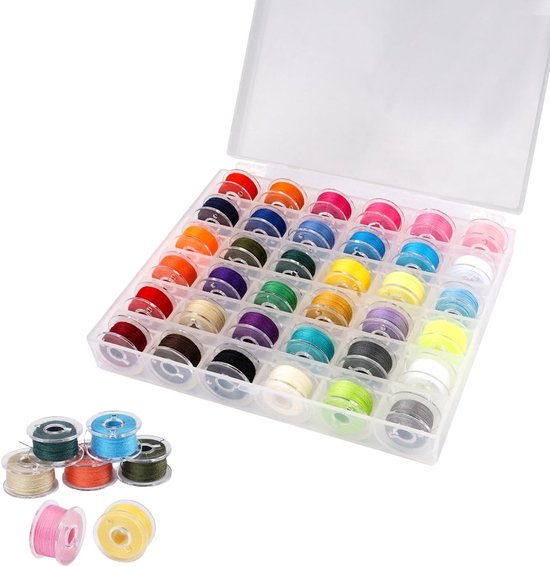 36 Draadspoelen met Opbergdoos in 36 Kleuren, Geschikt voor Naaimachines, Draad en Accessoires voor Creatieve Projecten van Merkloos
