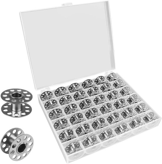 36 Stuks Metalen Naaispoelen met Transparante Spoelbox voor Naaien en DIY Projecten - Ideaal voor Handwerk en Creatieve Klussen