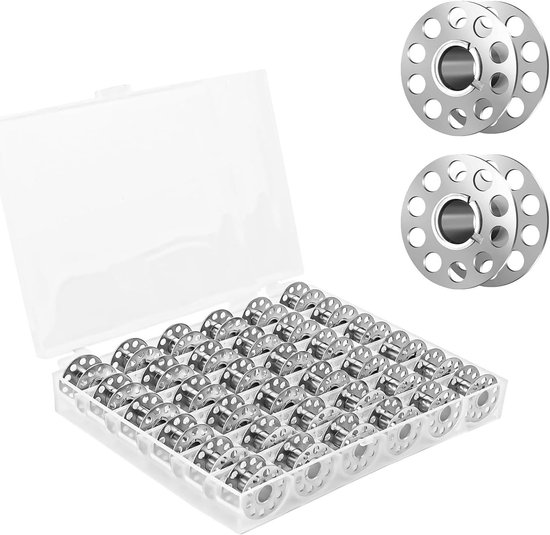 36 Stuks Metalen Spoelen voor Naaimachines met Transparante Opbergdoos - Lege Spoelen voor DIY, Naaien en Creatieve Projecten van Merkloos