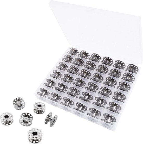 36 Stuks Universele Naai Machine Spoelen met Opbergdoos - Metaal Spoelen Geschikt voor Standaard Naai Machines, Naai Accessoires en Gereedschap