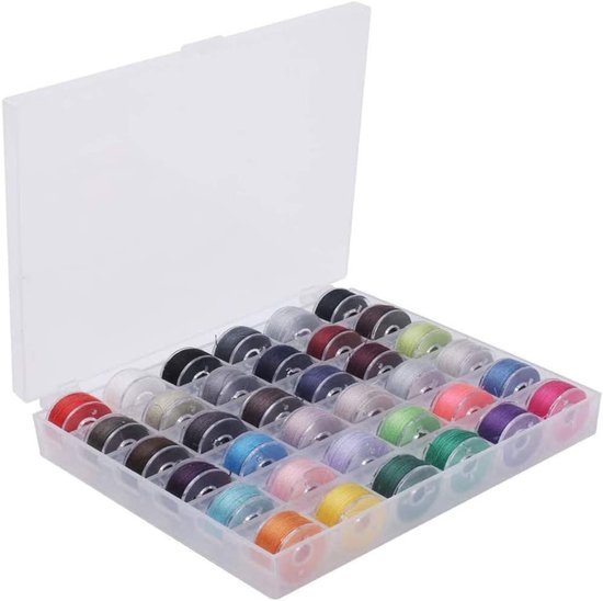 36 stuks, verschillende kleuren, voorgerolde blikjesset voor Brother Singer Janome Babylock naaimachine met opbergdoos