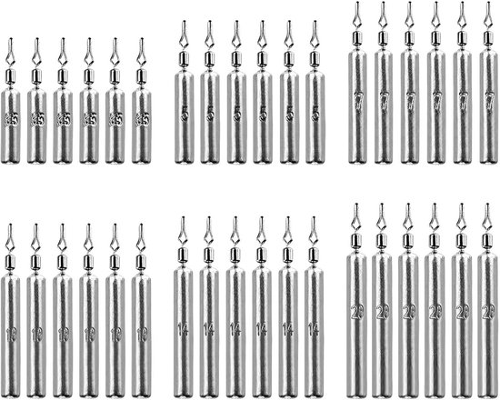 36 stuks visgewichten set voor drop shot en grondlood, variërend van 3,5 g tot 20 g, ideaal voor ervaren en beginnende vissers