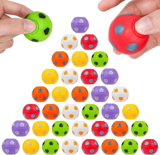 36 Stuks Voetbal Fingertip Speelgoed, 3.5cm Spinner Speelgoed | Stressballen, Fidget Spinner en Sensorisch Speelgoed voor Feestjes, Klasses en Volwassenen