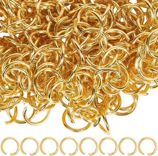 360 Stuks Gouden Open Splitringen 10mm - Metaal Ringen voor Sieraden Maken, Sleutelhangers en Reparaties