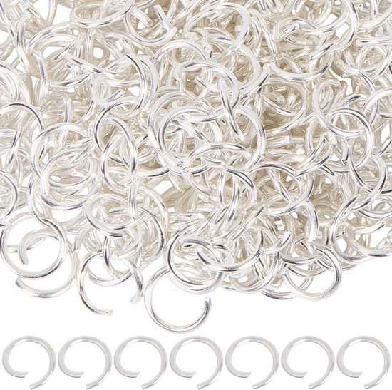 360pcs Open Jump Rings in Zilver, 10mm Metaal, Ronde Lussen voor Armbanden, Kettingen en Reparaties, 1.4mm Dikke Connectoren