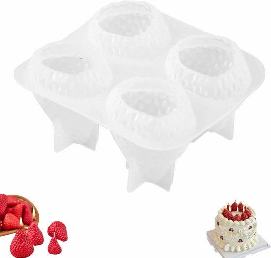 3D aardbei kaarsvorm, aardbei geurkaarsen siliconen vormen, siliconen kaarsvormen voor doe-het-zelf kaarsen maken, handwerk, ornamenten, fondant, geurkaars