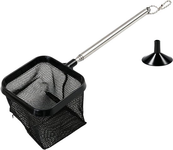 3D aquariumschepnet, vierkant, zwart, klein schepnet met handvat voor aquarium, net 8 cm breed, voor overdracht, siervissen, garnalen