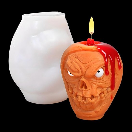 3D Halloween schedel, kaarsvorm, doodshoofd, kaarsen, siliconenvormen, appel-skelet, epoxyhars, gietvormen, horror, gietvormen voor doe-het-zelf handgemaakte decoratie (appel siliconen)