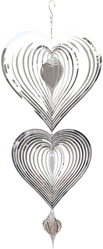 3D Hart Wind Spinner voor de Tuin, Hangende Windgong van Roestvrij Staal, Decoratieve Windvangers en Sculpturen voor Binnen en Buiten, Perfecte Tuinaccessoires en Cadeaus