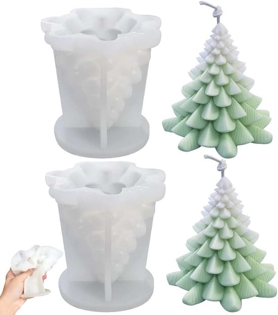 3D kerstboom kaarsvorm, kaarsvormen om te gieten, kerstboom, kaarsen gieten vormen, Kerstmis, 3D kaarsvorm, siliconen Kerstmis, 3D kerstboom, siliconen vorm (A)