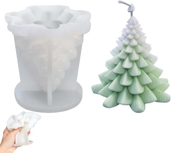 3D kerstboom kaarsvorm, kaarsvormen om te gieten kerstboom, kaarsen gieten vormen, Kerstmis, kaarsvorm, siliconen Kerstmis, 3D kaarsvorm (B)