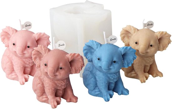 3D Koala siliconen vorm kaarsvorm dier koala siliconen vormen voor fondant, sojawas, kaarsen, zeep, gipsculptuur, epoxyhars, handwerk