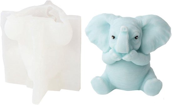 3D olifant siliconen vorm, dier, olifant, kaarsvorm, zeepvorm, olifant, siliconen bakvorm, taartvorm voor fondant, taartdecoratie, chocolade, zeep, sojawas, kaarsen, handwerk (B)
