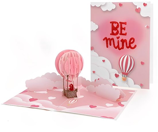 3D Pop-Up Kaart Heißluftballon voor Verjaardag of Cadeau