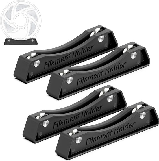 3D Printer Filament Houder - Set van 4 Spoelhouders met Kogelgelagerde Bevestiging, Voorkomt Draadverstrengeling, Ideaal voor 3D Printen en Filament Opslag, 160 x 24 x 30 mm, Zwart