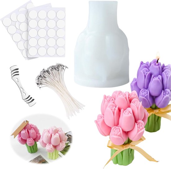 3D siliconen vorm, bloemen, 3D-tulpenvorm, boeketten, kaarsen, siliconen vormen, bloemen, kaarsvorm, tulpen, kaarsvorm, handgemaakte zeep siliconen vorm, voor artistiek creëren