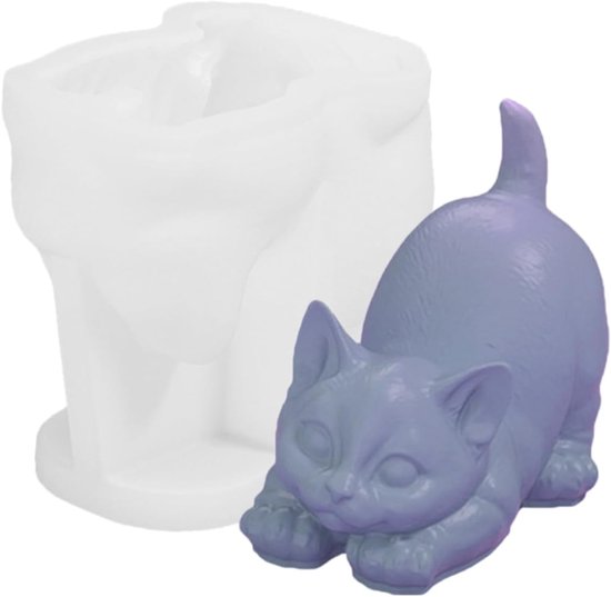 3D-siliconen vorm, kat, kaarsenhouder, doe-het-zelf, voor hars, gips, zeep, schattige dierenvormen voor handwerk, woondecoratie