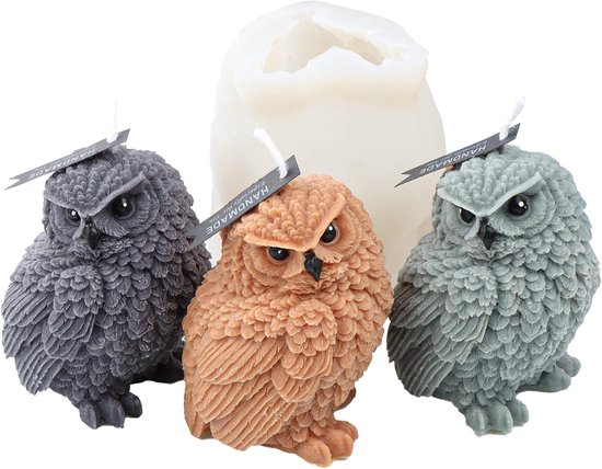 3D siliconen vorm van uil, kaarsvorm, uil, cake, fondant, bakvorm voor taartdecoratie, chocolade, zeep, sojawas, kaarsen, handwerk