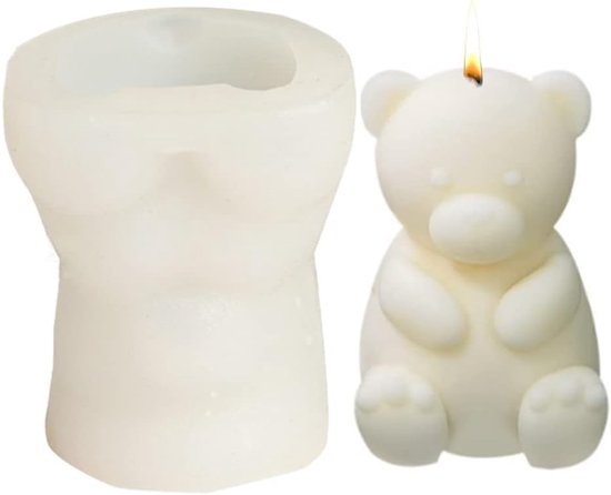 3D Teddy Beer Siliconen Mal, Schattige Dieren Kaarsenmal voor het Maken van Kaarsen, Fondant Chocolade Aromatherapie Zeep Mal voor Handgemaakte Cadeau Huisdecoratie