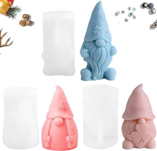 3D Wichtel Siliconen Vorm - Kaarsvorm Voor Kerstman en Aromatherapie - Set Voor Het Zelf Maken Van Kaarsen