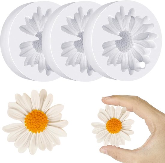 3Pcs Daisy Bloem Siliconen Mal, Non-Stick Kaars Maken Mallen, Siliconen Zeep Mallen Voor Maken Zeep Kaarsen Snoep Chocolade DIY Tool