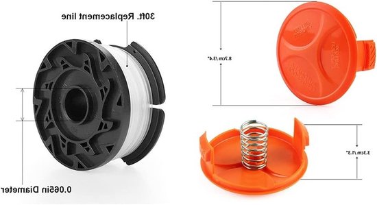 3PCS Vervangende Spoel en Draad voor Black & Decker Grastrimmers met Deksel, Geschikt voor STC1820PC, ST5530 en STC1815, Ideaal voor Tuinonderhoud en Grasmaaien