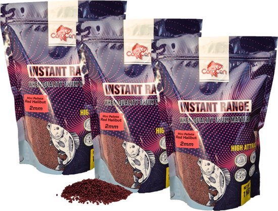 3x 1kg Mini Pellets 'Red Halibut' 2mm - Method Feeder Pellets - Karper/Witvis Lokvoer van Merkloos