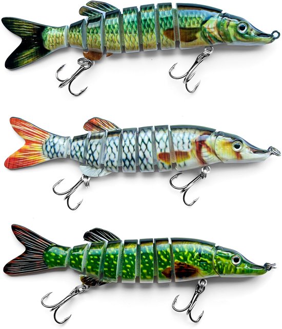 3x set - Levensecht Kunstaas - 8-delige voor Snoek & Baars van Life-Orange