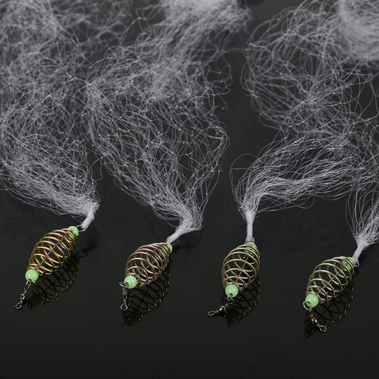 4-delig nylon visnet met lichtgevende kralen, visgerei (8#) van Merkloos