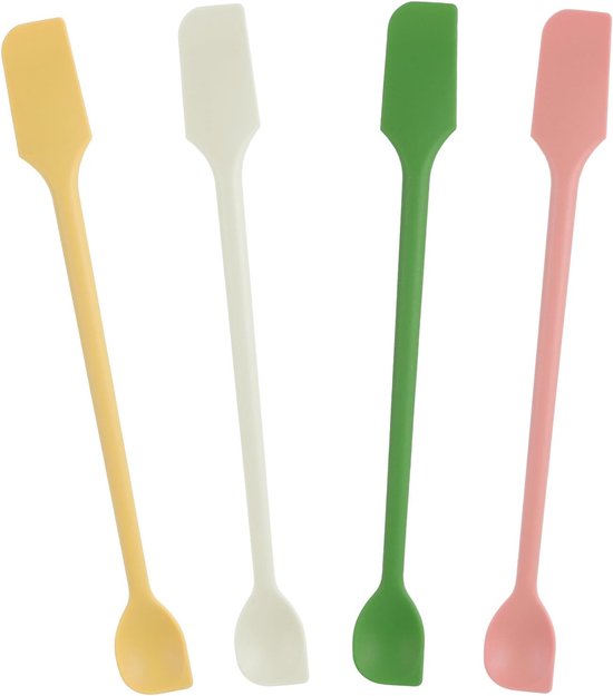 4-delige mini siliconen spatel, multifunctionele deegschraper, dubbelzijdig kleine keukenschraper, siliconen spatel, herbruikbare roerder voor bakken, koken en roeren (4 kleuren)