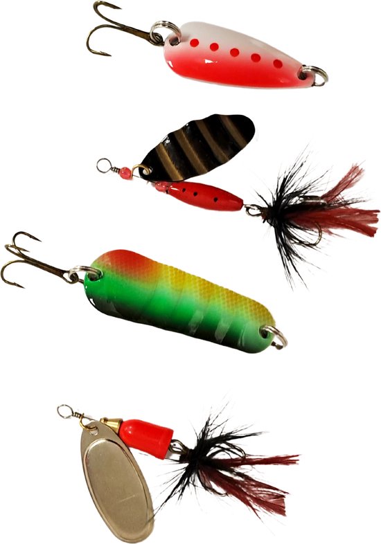 4-delige Spinners & Lepels Roofvisset Snoekset Spinner Lepel Blinker Roofvis Kunstaas Snoek Baars van Kolpo