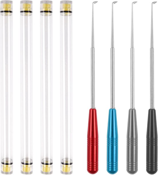 4-delige Vistuig Ontkoppelaar Set, Snelle Haakverwijderaar voor Vissen, Rvs Haak Extractor met Opbergtube en Handige Grip