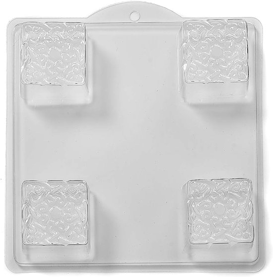 4 holle ruimtes, geperst knopen op een vierkante zeep/Bath Bomb vorm (5 stuks)
