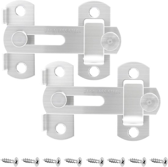 4 inch inklapbare schuifdeurgrendel, zware uitvoering voor privacy - 2 stuks