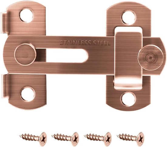 4 inch inklapbare schuifdeurgrendel, zware uitvoering voor privacy - koperlook - voor schuifdeuren, kasten, hekken - 1 stuks
