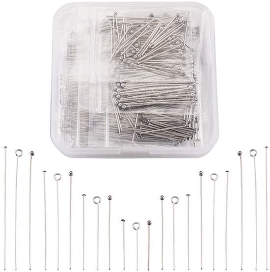 4 Maten - PandaHall 720-delige RVS Head Pins Set voor Sieraden Maken