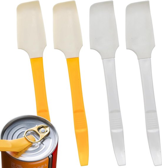 4 PACK 3-in-1 siliconen blikspatel, siliconen jamverspreider met blikopener, spatel multifunctionele applicator, keuken siliconen spatel om te koken, vaatwasmachinebestendige rubberen spatel voor het