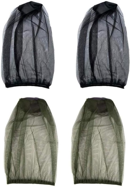 4 Pcs Mosquito Net, Mosquito Net, Fly Net for Face, Beekeeping, Outdoor, Hiking, Camping, Fishing, Black, Green., One - ShopVlot