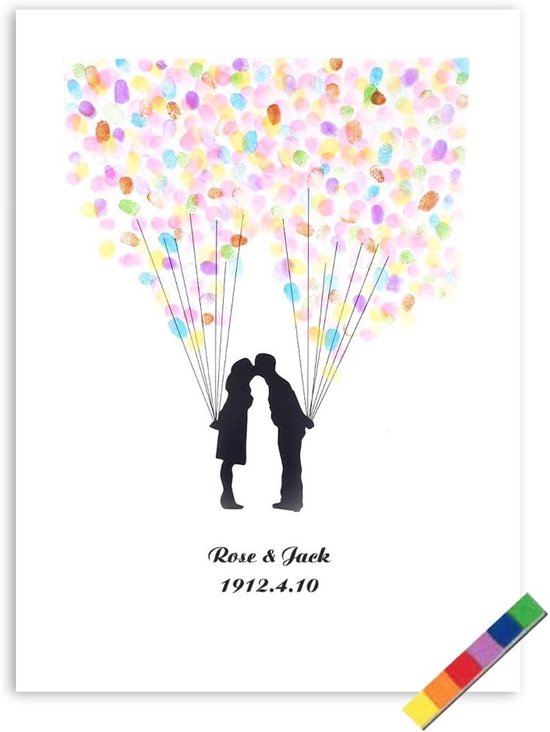 4 soorten vingerafdruk boom aangepaste bruiloft gastenboek bruiloft gastenboek poster met 6 kleuren inkt (kleur: TYPE4 #)