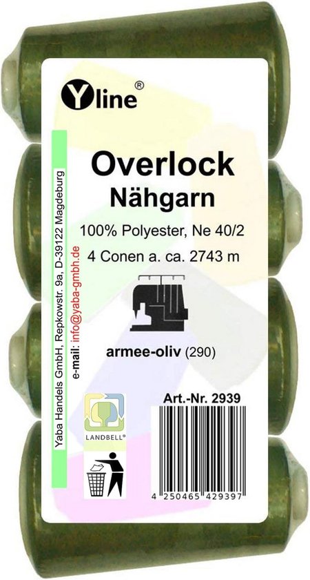 4 Spoelen Overlock Naaigaren Polyester - Legergroen - 2743 Meter per Spoel van Merkloos