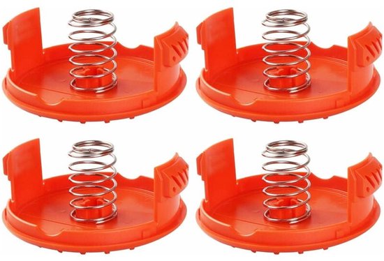 4 Spoelkappen + 4 Veren voor BLACK+DECKER RC-100-P Draadsnoeier - Precisie Passvorm - Eenvoudige Installatie van Merkloos
