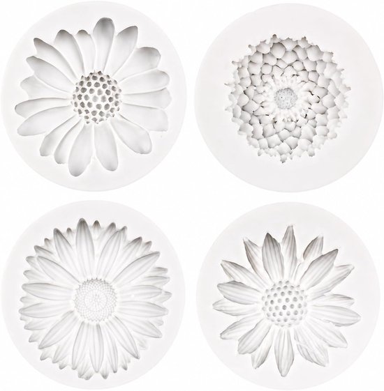 4 stuks 3D-kaarsen, siliconen vormen, kleine siliconen vormen bloemen, zonnebloemen, madeliefjes, kaarsen, gietvormen, doe-het-zelf kaarsen, zeep, bloemen, kaarsvormen om te gieten