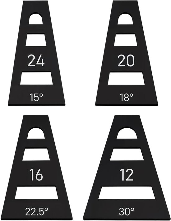 4 stuks acryl gesegmenteerde kom wiggen, zwarte trapeziumvormige gesegmenteerde kom wig tool set voor gesegmenteerde kom maken mal, slee, hout draaien, 5 mm dik