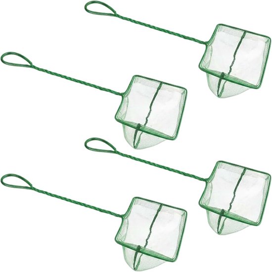 4 stuks aquariumschepnet klein, 7,6 cm aquarium visnet van zacht nylon, roestvrij handvat voor kleine vissen, garnalen en bekkenreiniging